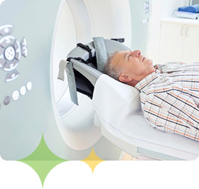 Patient experiencing brain imaging scan used in Alzheimer's disease research